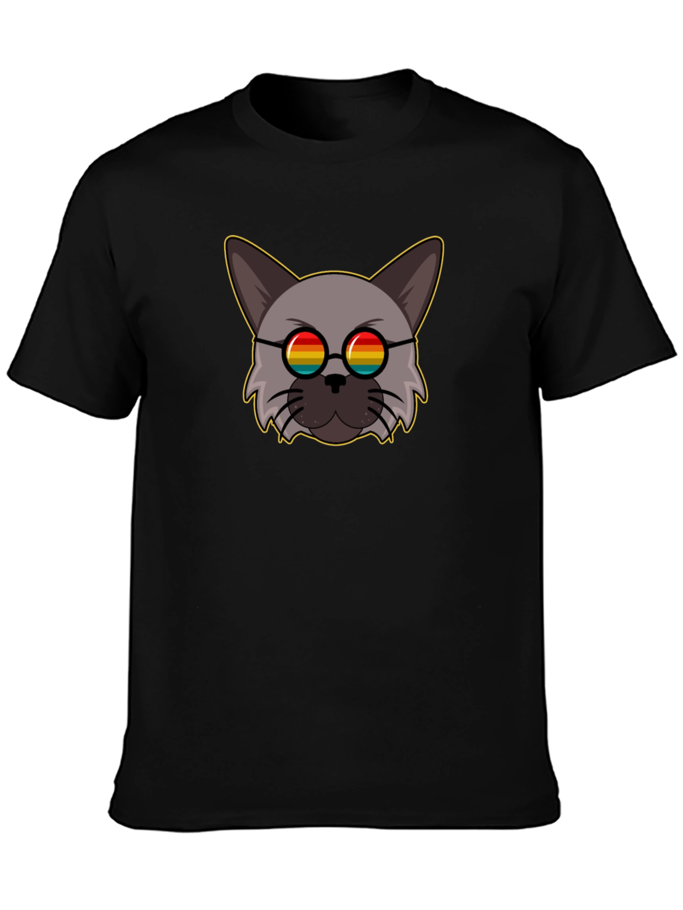 Rainbow Glasses Cat Graphic Tee