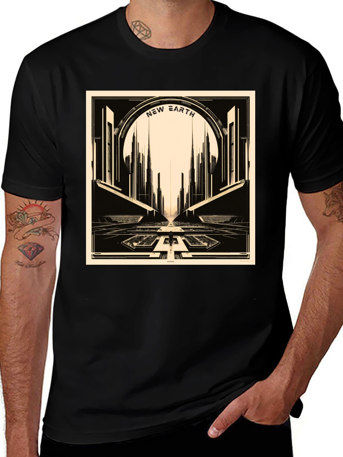 New Earth Graphic Tee - Retro Sci-Fi Style