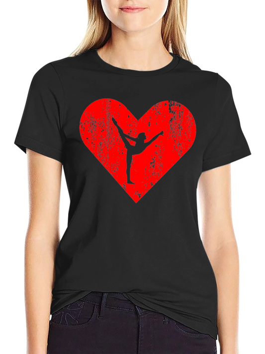 Gymnast Heart Graphic Black T-Shirt