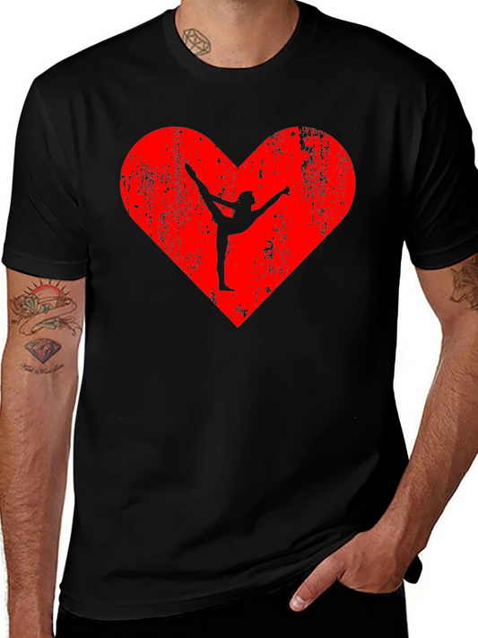 Gymnast Heart Graphic Black T-Shirt
