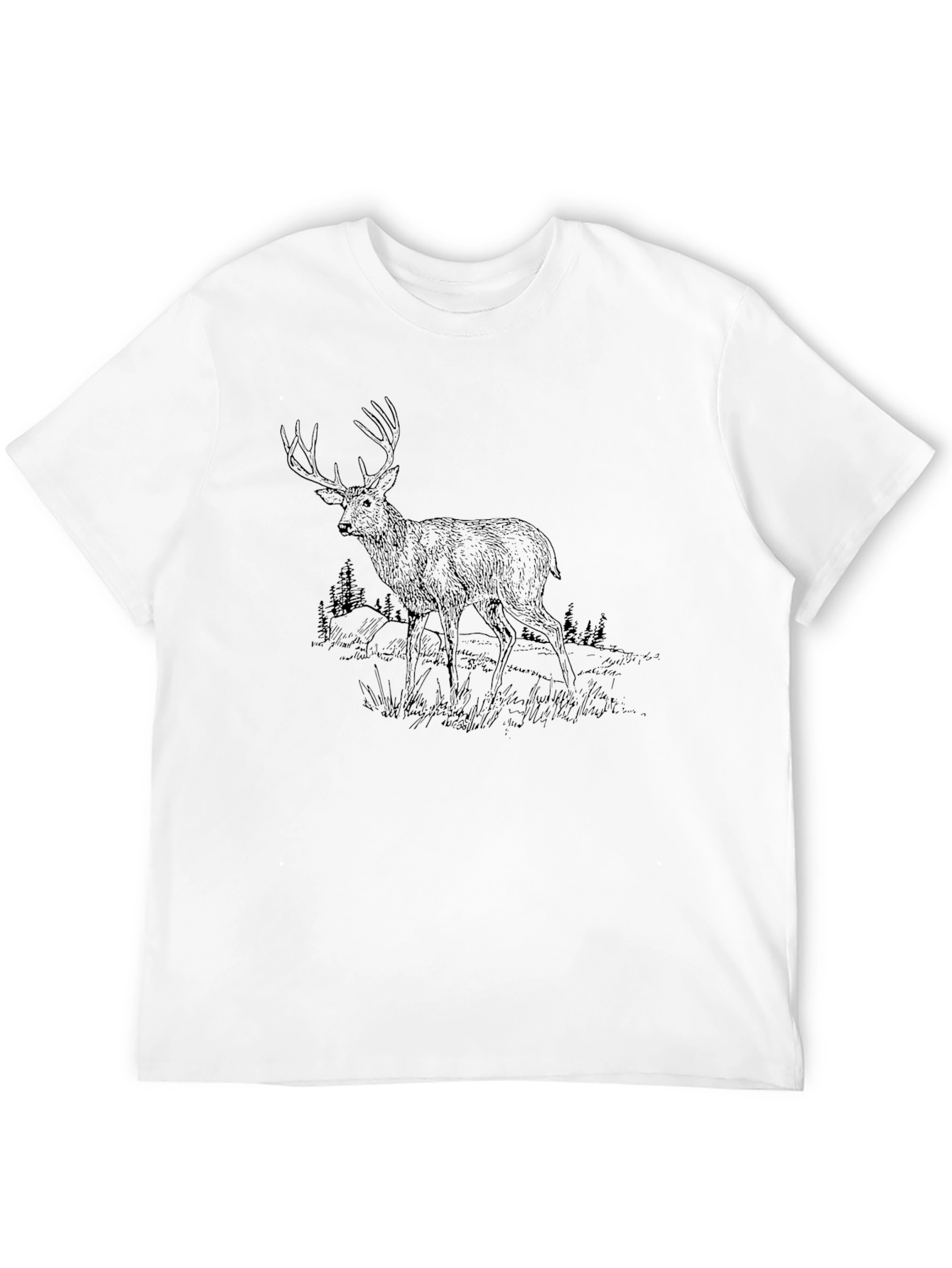 Mens Black Deer Graphic Tee