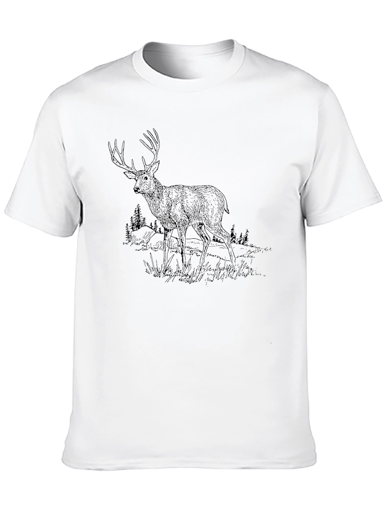 Mens Black Deer Graphic Tee