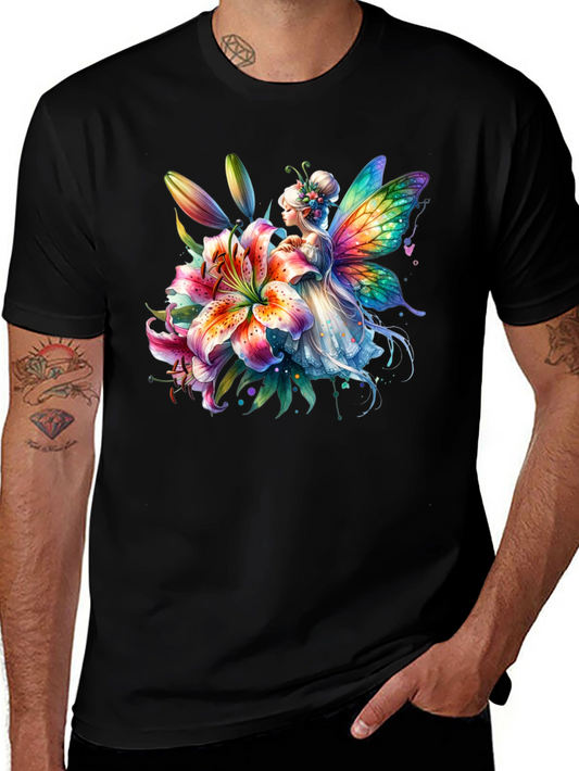 Fairy & Lily Graphic T-Shirt - Unique Colorful Design
