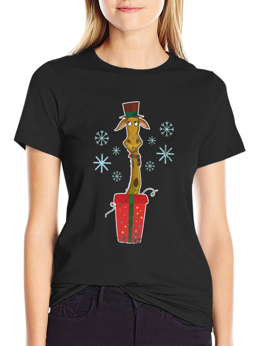 Giraffe Christmas Gift Graphic Tee