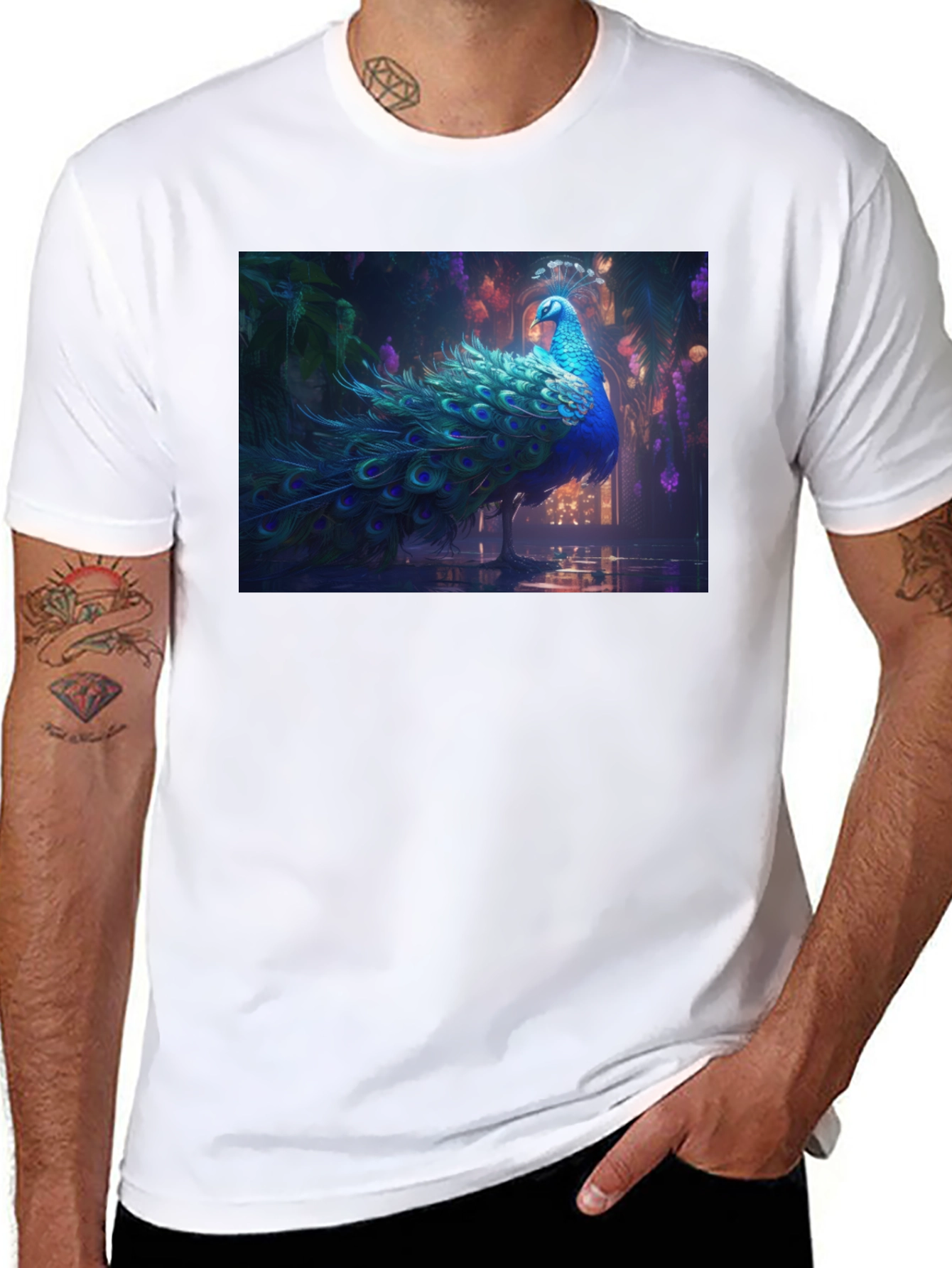 Peacock Graphic Tee - Stylish Mens T-Shirt