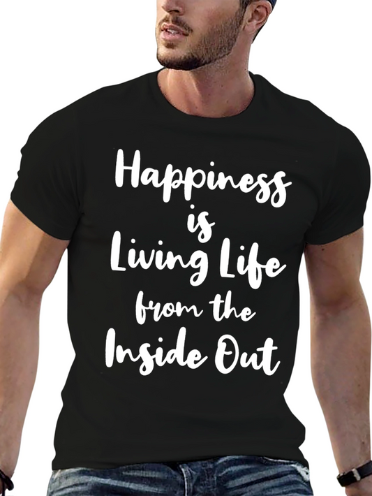 Happiness Inside Out Black Graphic Tee