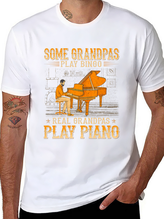 Grandpa Piano Player Graphic Tee - Cool Grandparent Gift
