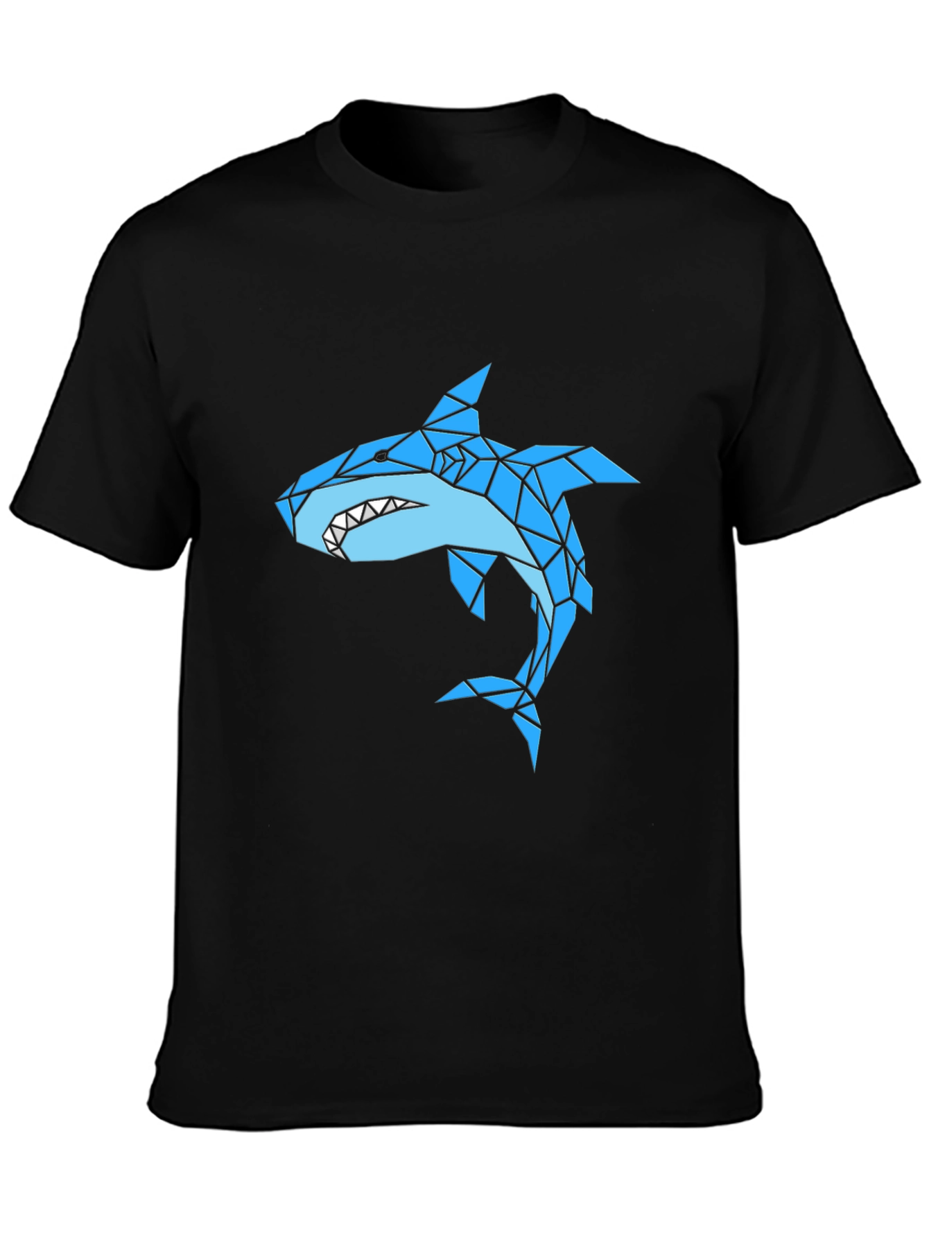 Geometric Shark Graphic Black T-Shirt