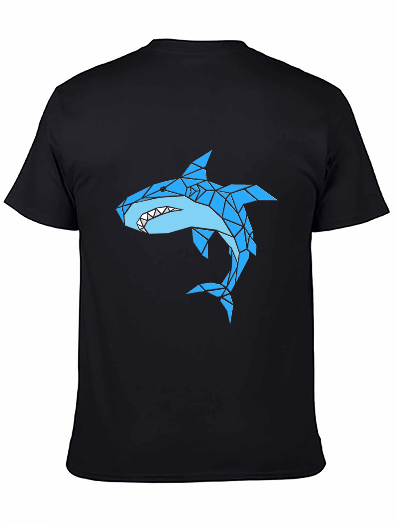 Geometric Shark Graphic Black T-Shirt