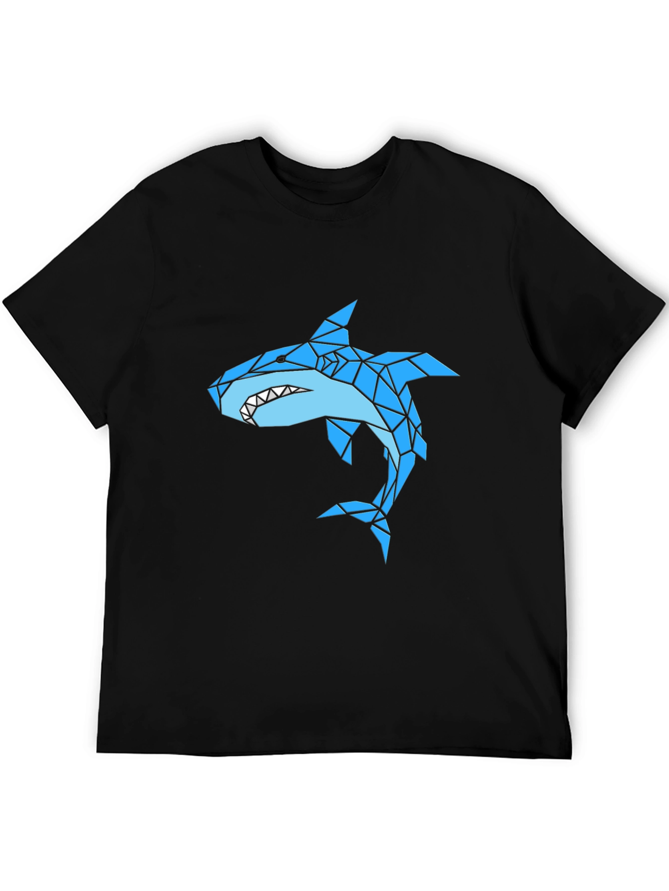 Geometric Shark Graphic Black T-Shirt