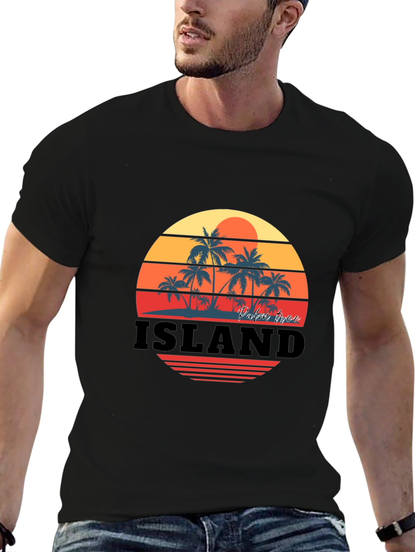 Island Palm Tree Sunset Graphic Tee