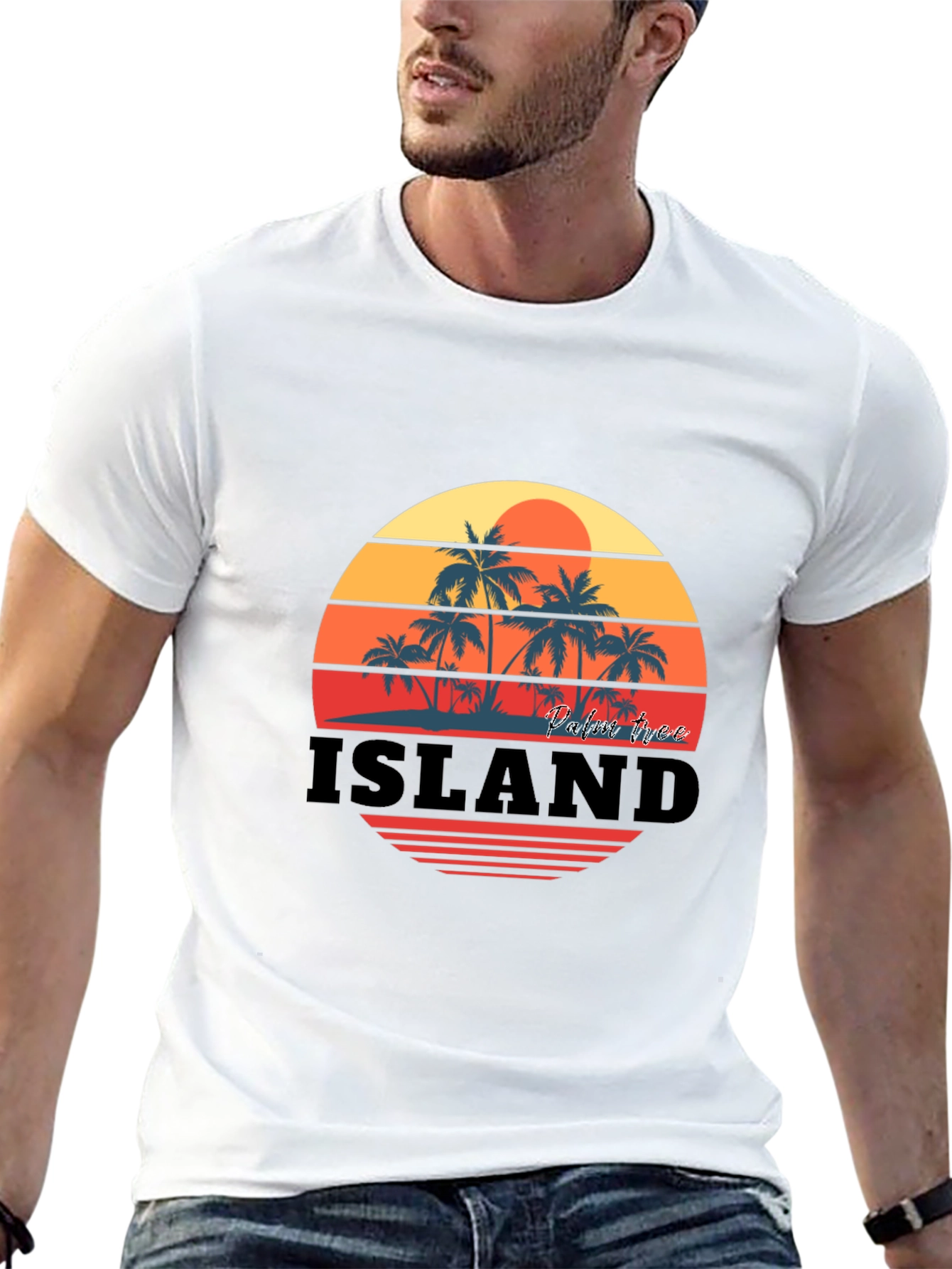 Island Palm Tree Sunset Graphic Tee