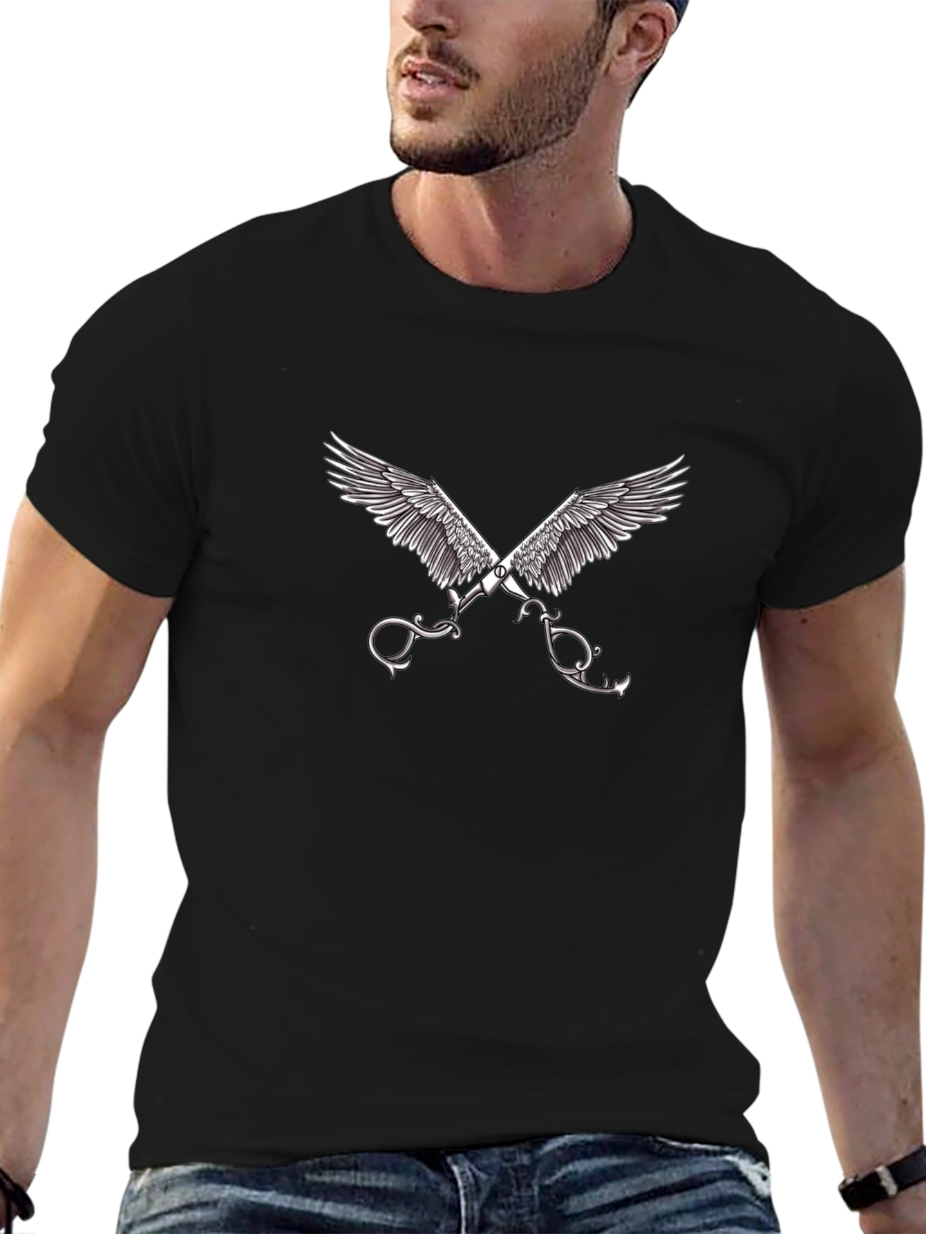 Winged Scissors Graphic Black Tee
