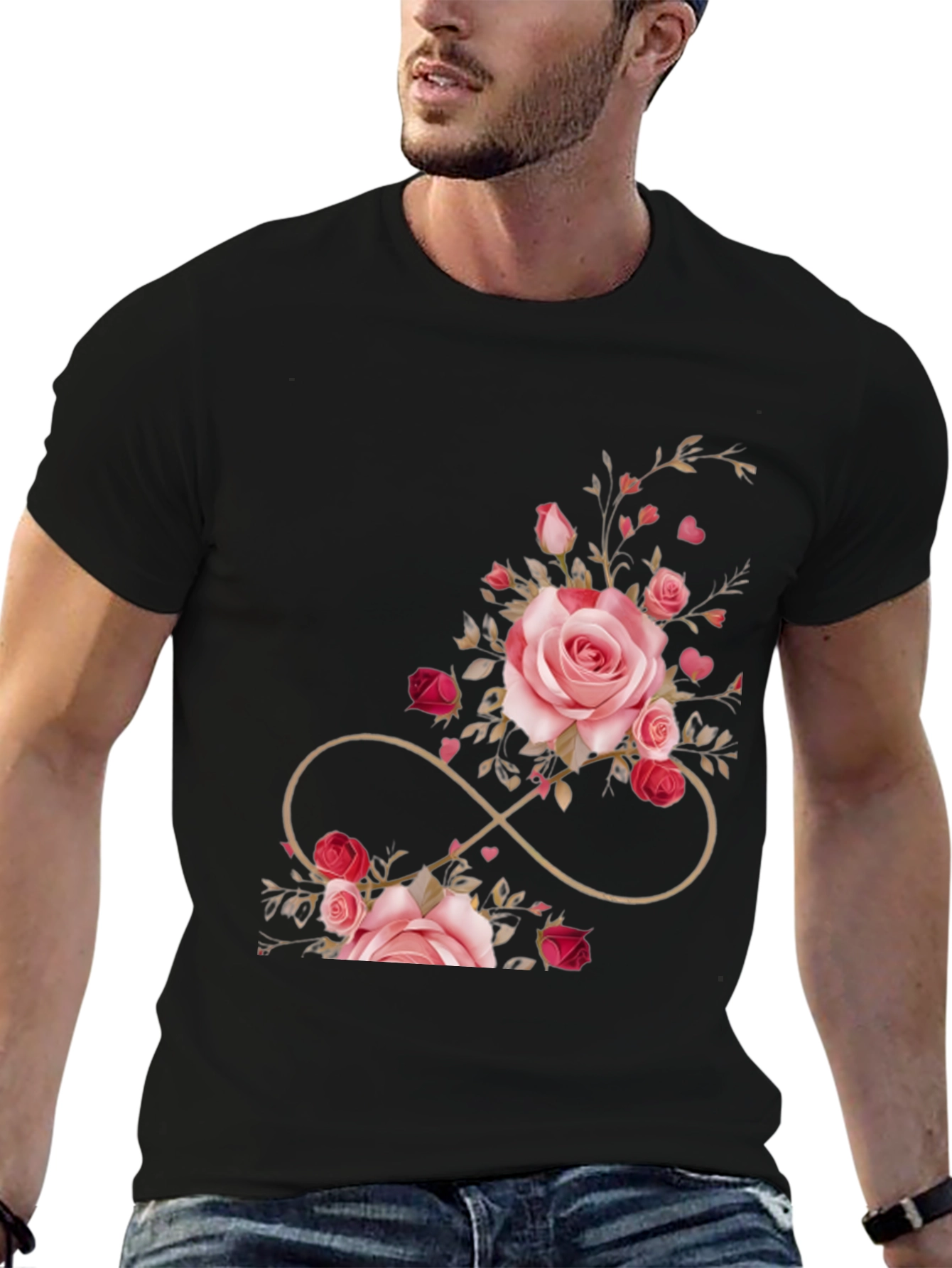 Floral Infinity Black T-Shirt