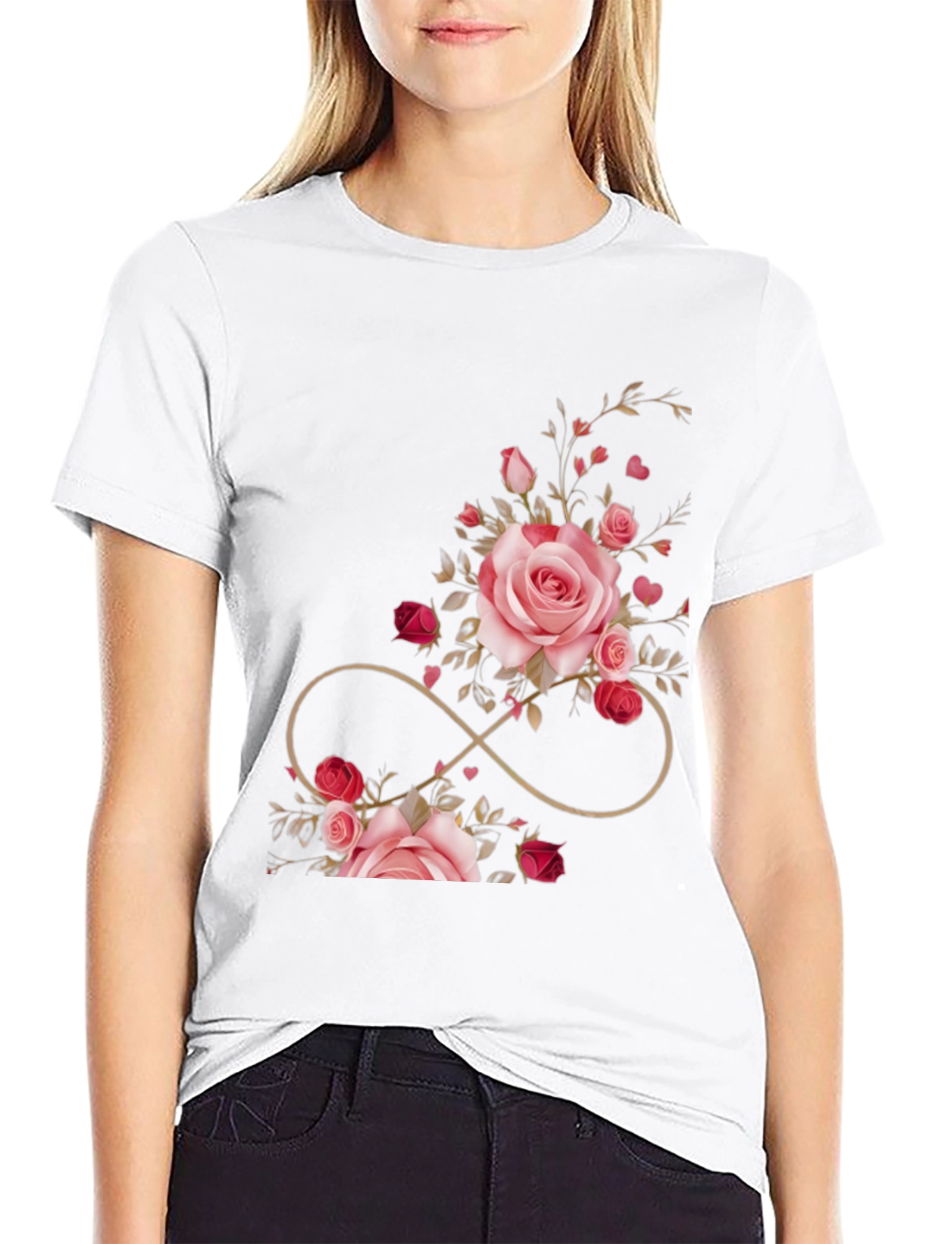 Floral Infinity Black T-Shirt