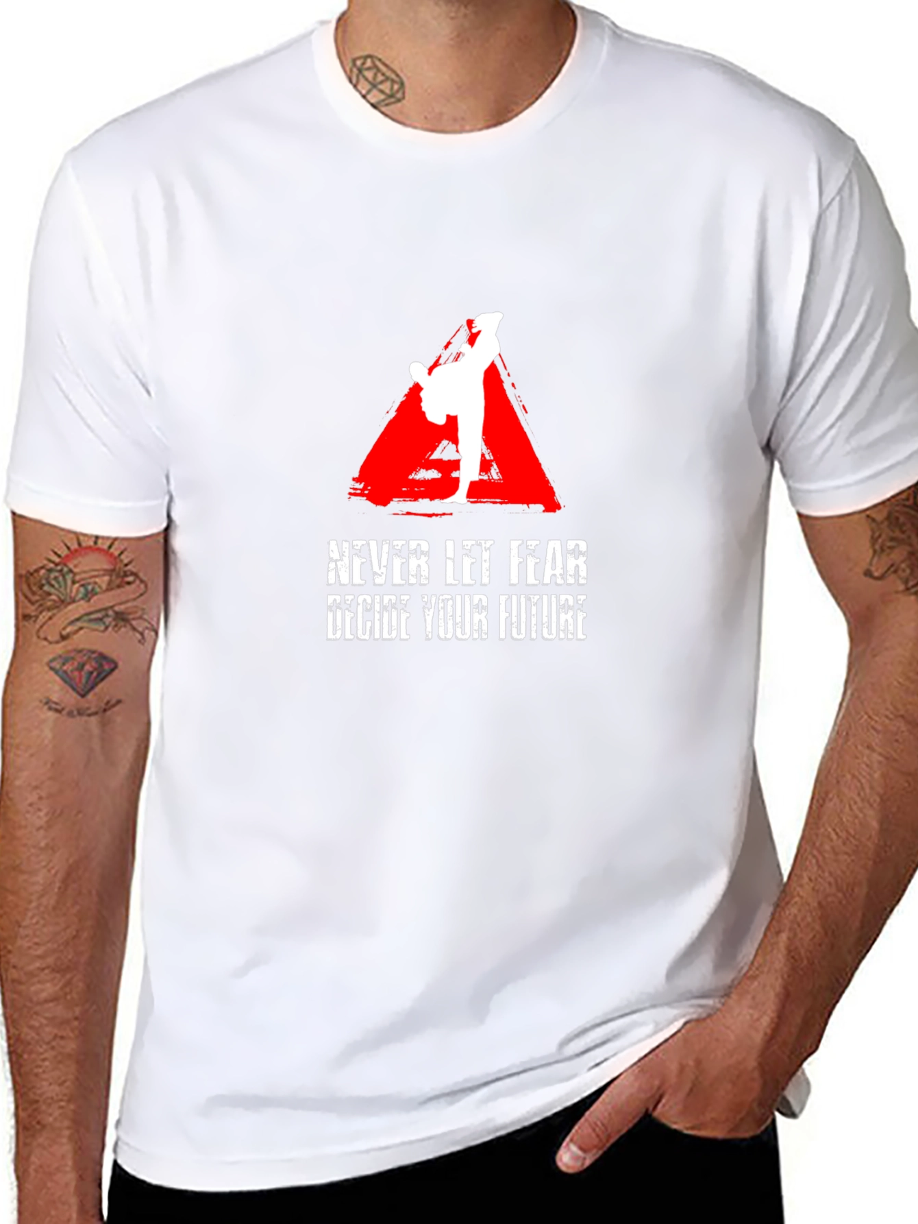 Motivational Karate Graphic Tee - Never Let Fear Decide