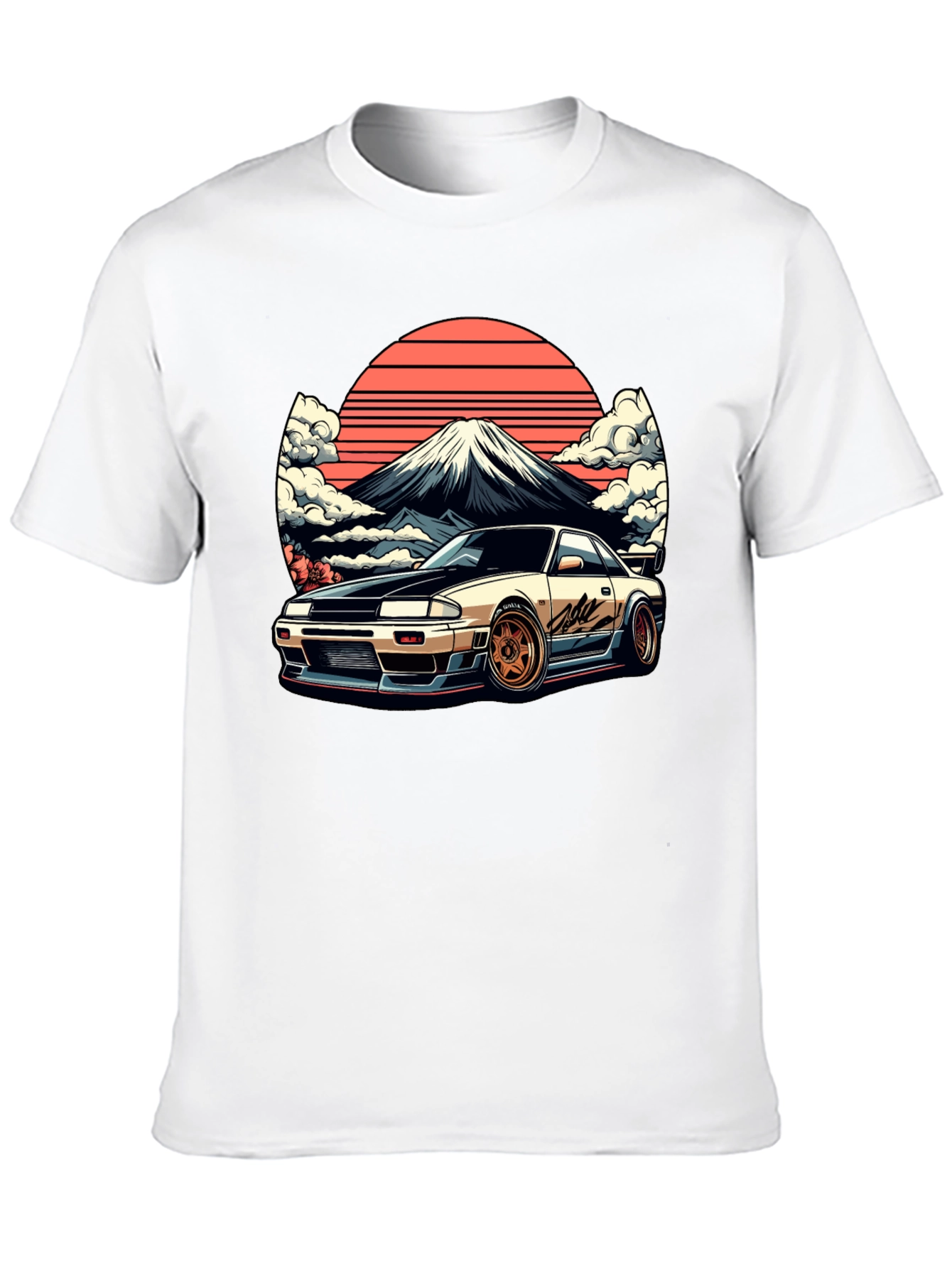 JDM Car & Fuji Black T-Shirt