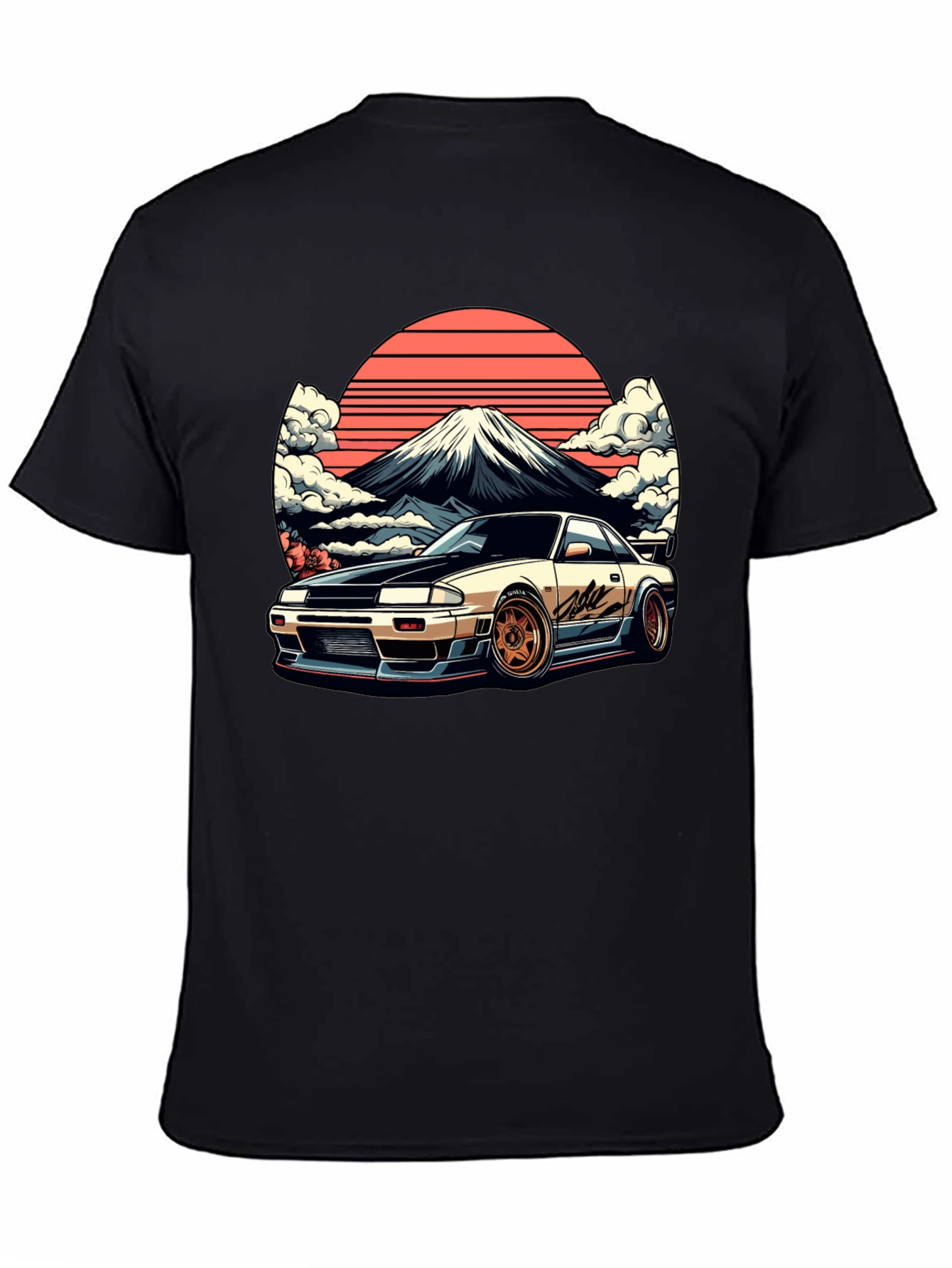 JDM Car & Fuji Black T-Shirt