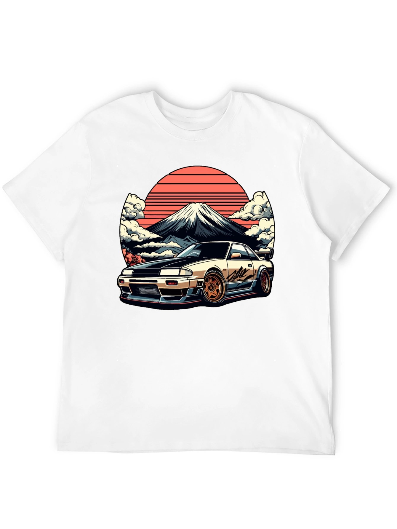 JDM Car & Fuji Black T-Shirt