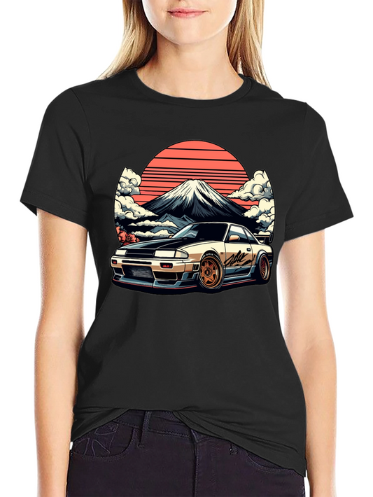 JDM Car & Fuji Black T-Shirt