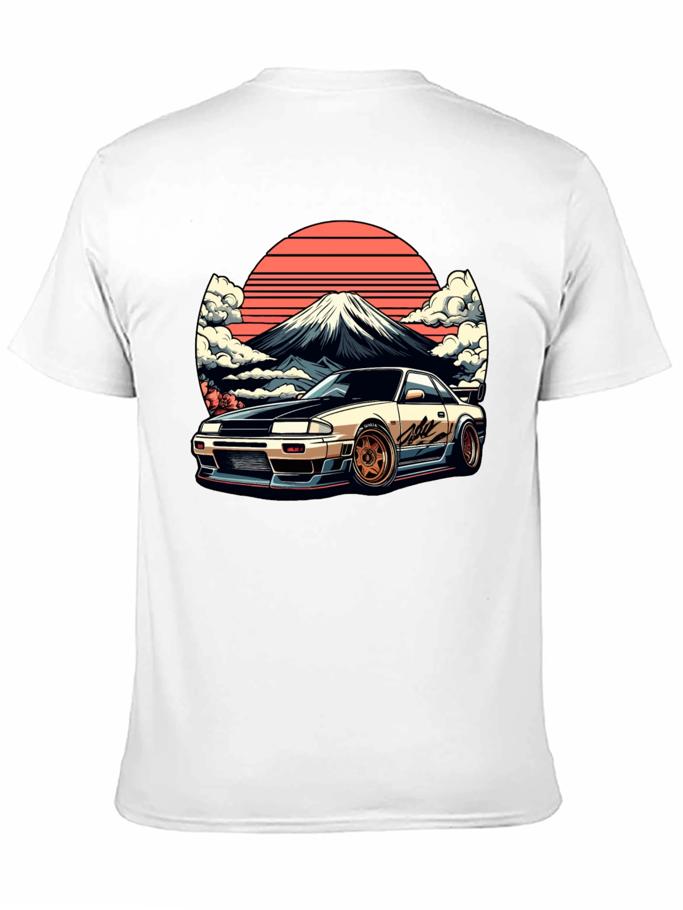 JDM Car & Fuji Black T-Shirt