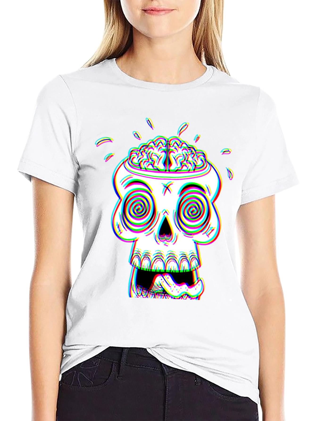 Psychedelic Skull Graphic Tee - Brain Out