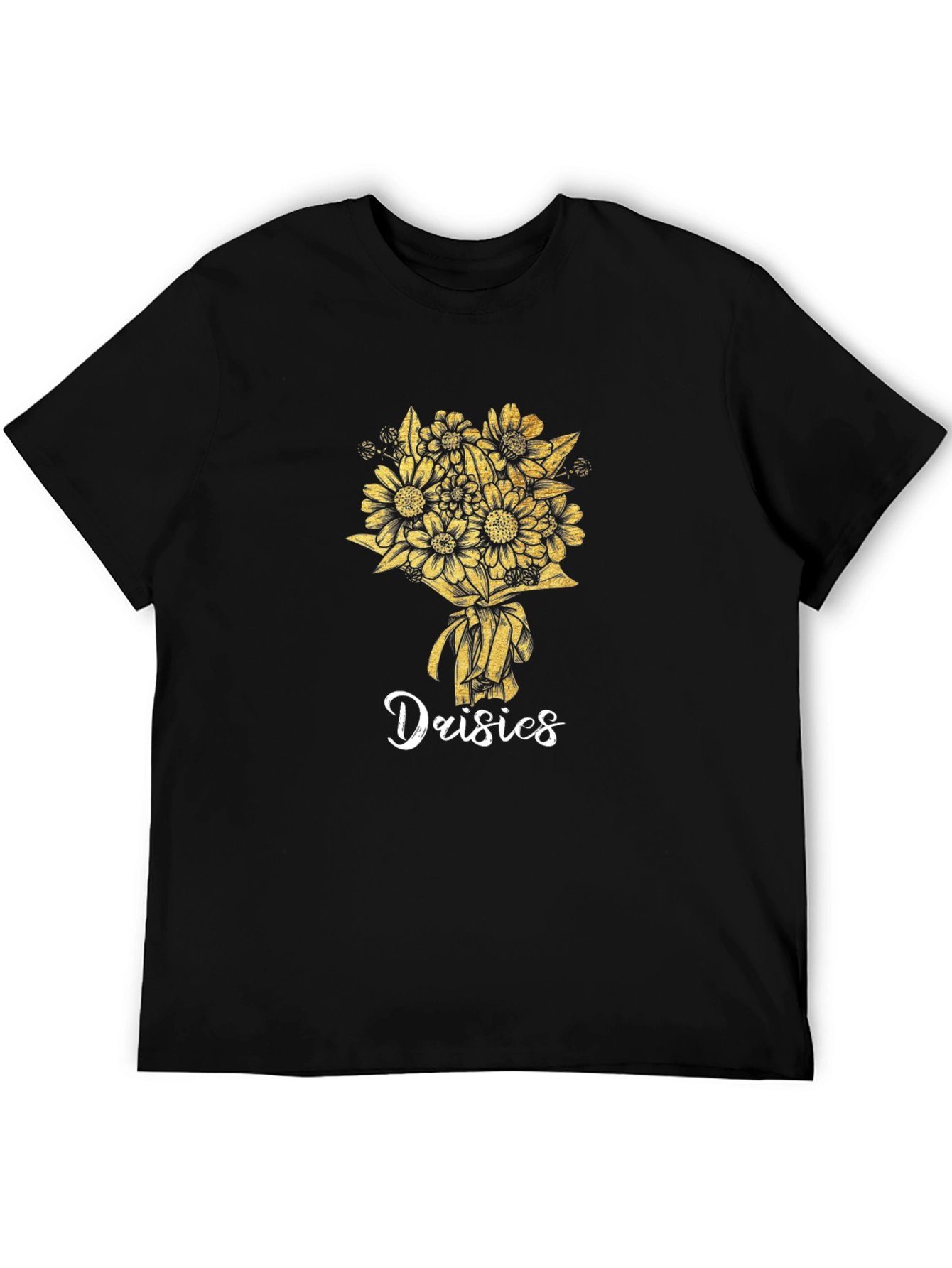 Daisies Graphic Tee - Black Cotton T-Shirt