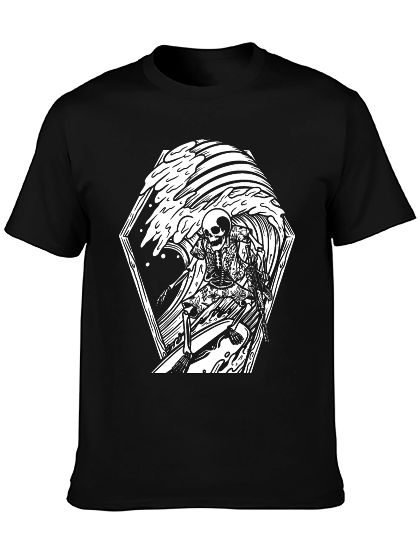 Skeleton Surfer Graphic Tee - Black