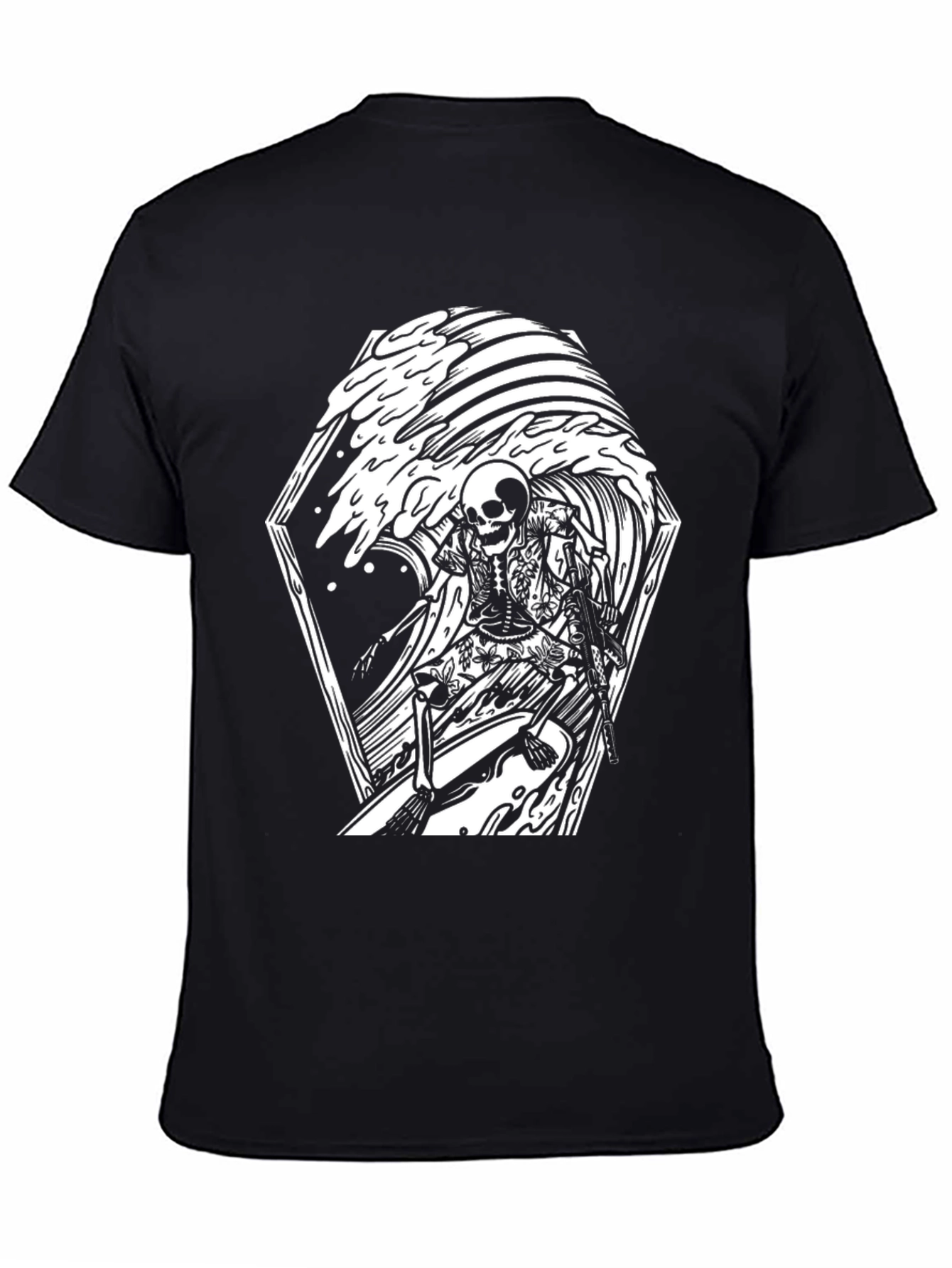 Skeleton Surfer Graphic Tee - Black
