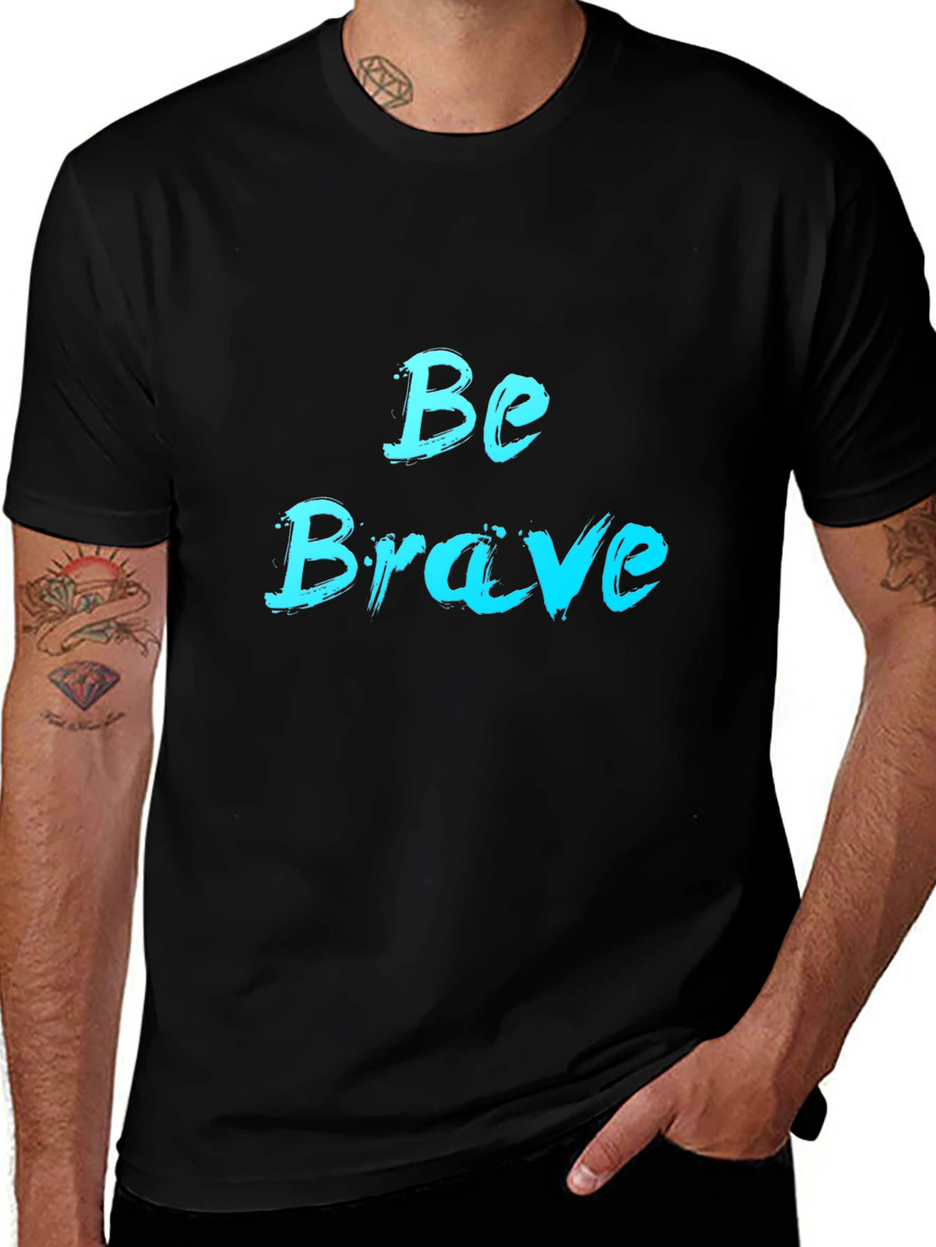 Be Brave Black T-Shirt - Motivational Design