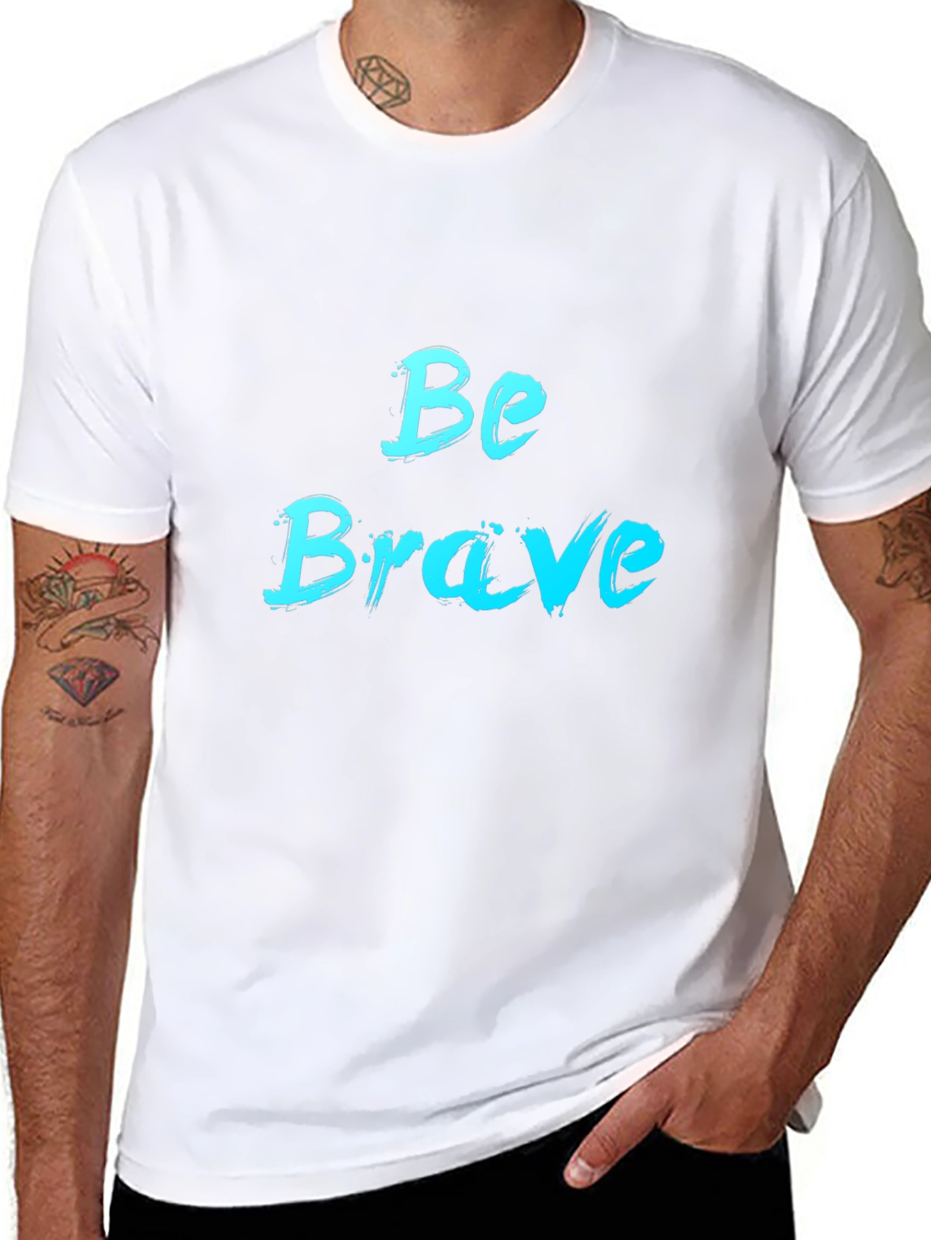 Be Brave Black T-Shirt - Motivational Design