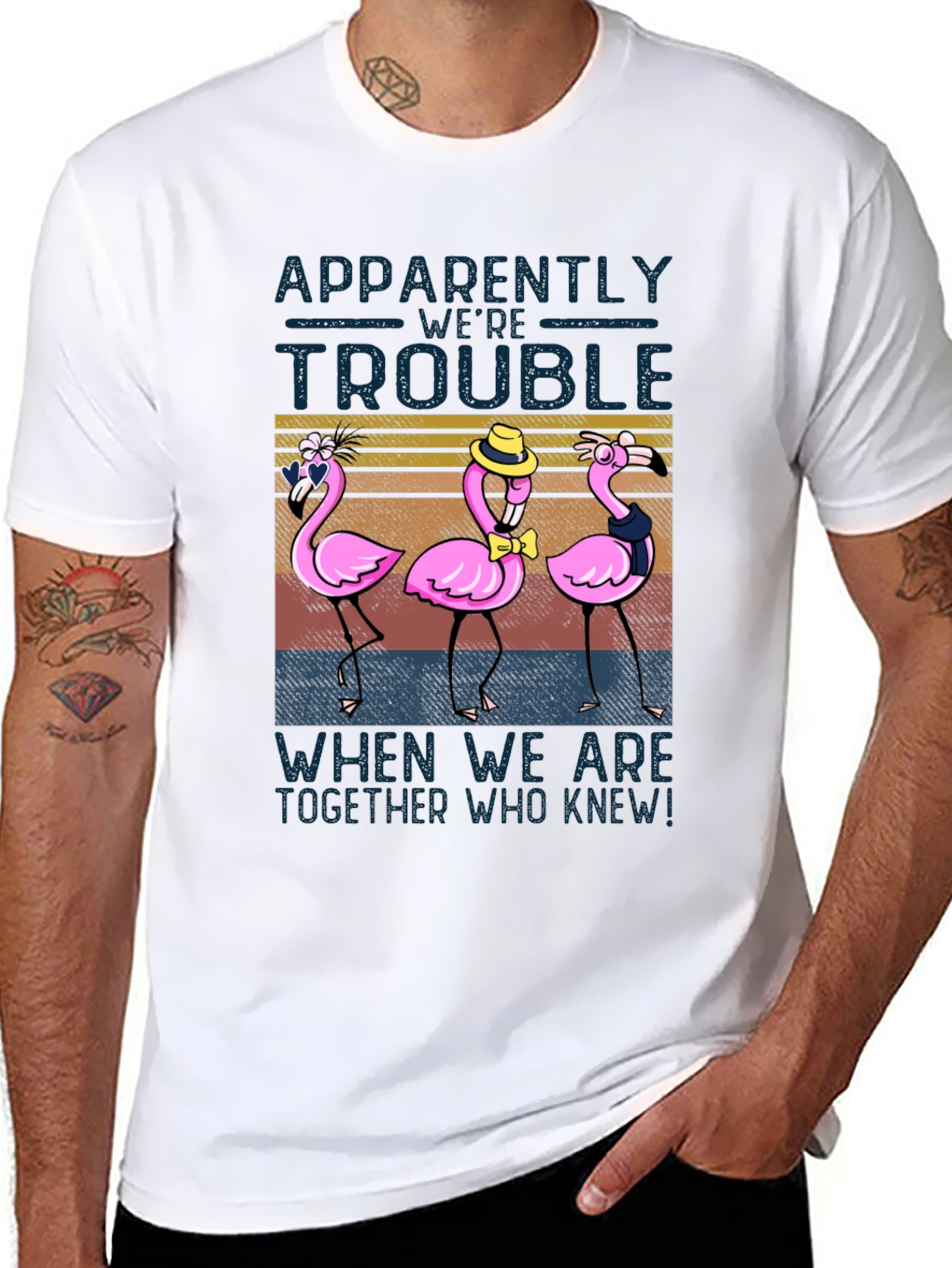 Funny Flamingo Trouble T-Shirt - Novelty Design