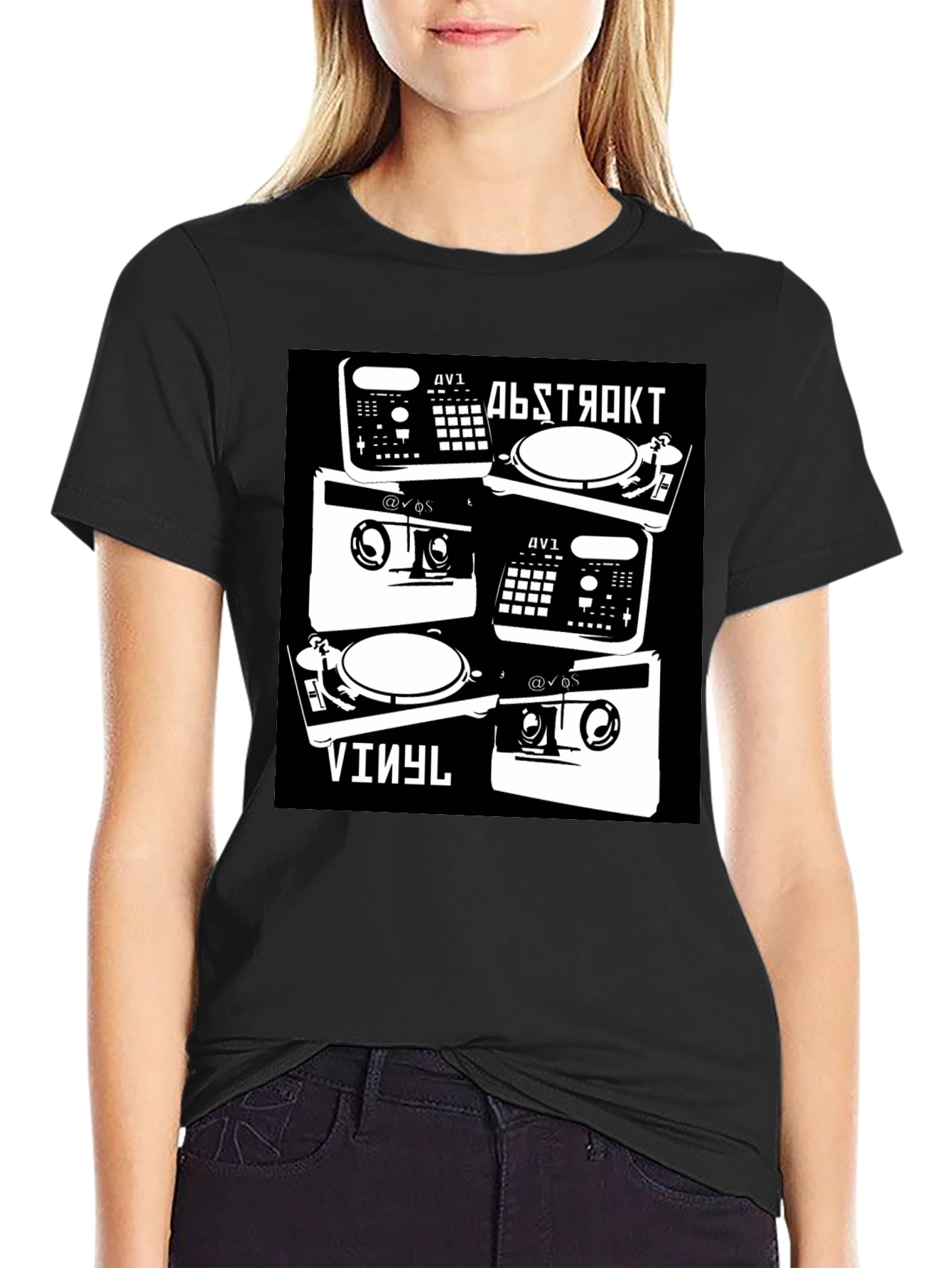 Abstract Vinyl DJ Black T-Shirt