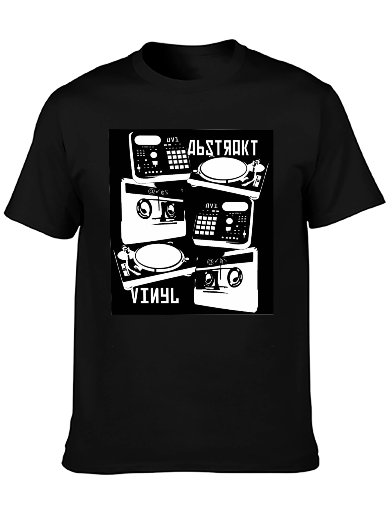 Abstract Vinyl DJ Black T-Shirt