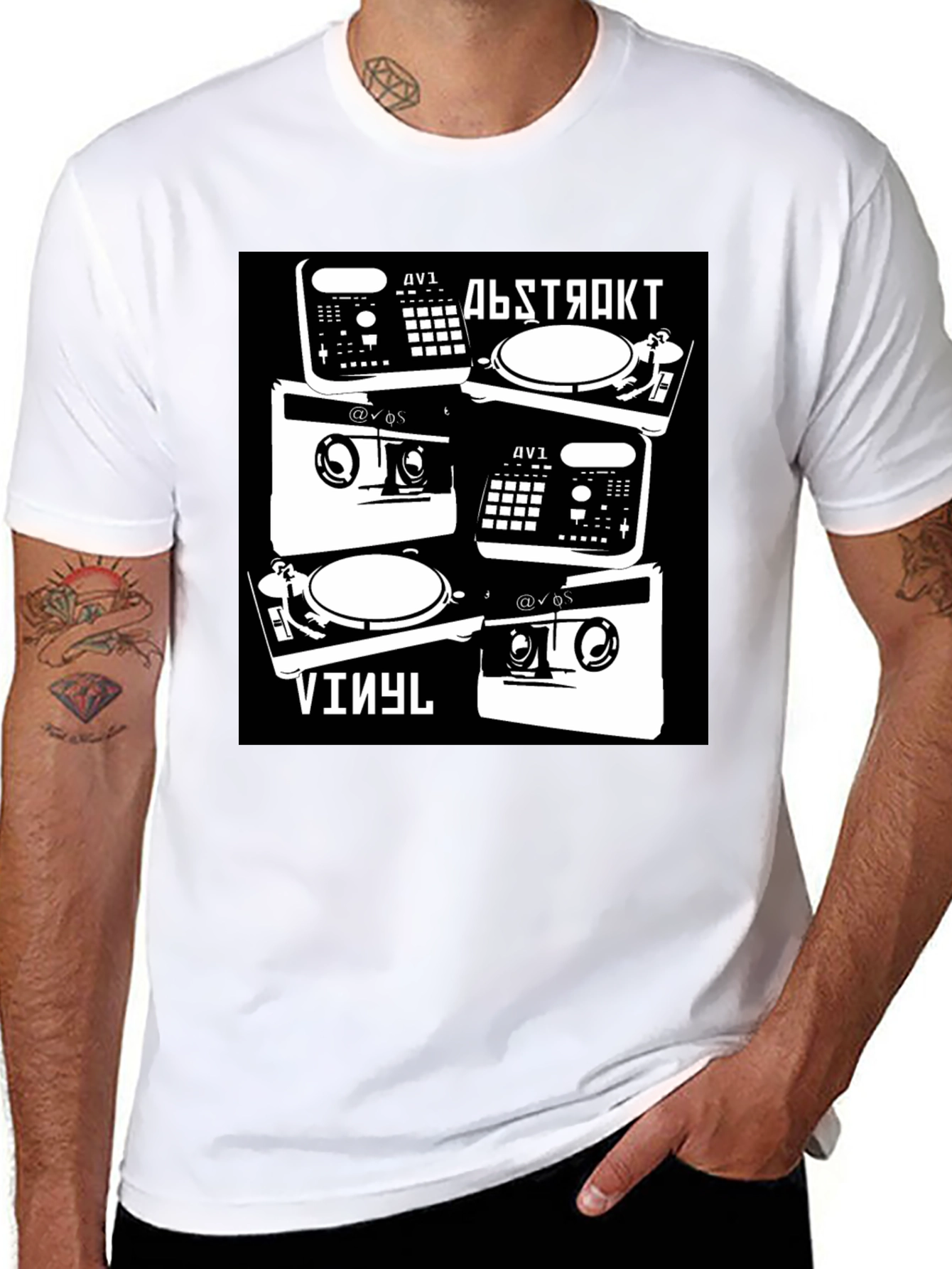 Abstract Vinyl DJ Black T-Shirt