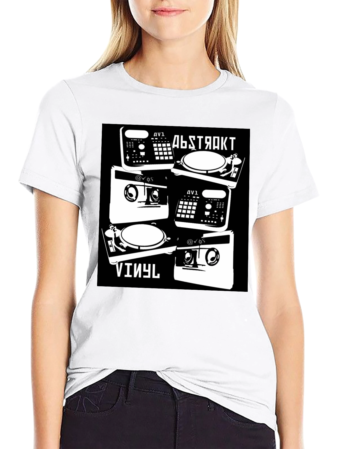 Abstract Vinyl DJ Black T-Shirt