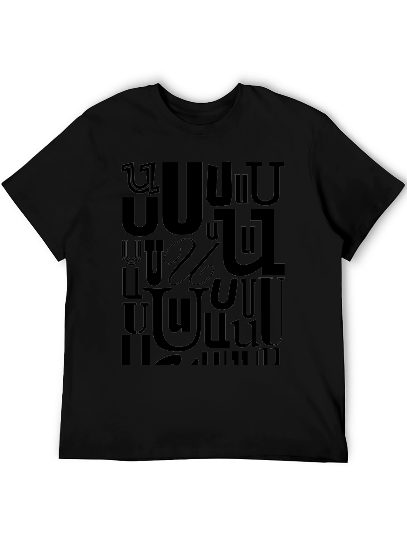 Black Armenian Alphabet Graphic T-Shirt