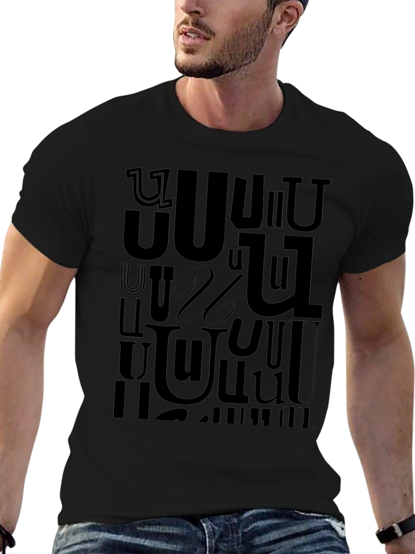 Black Armenian Alphabet Graphic T-Shirt