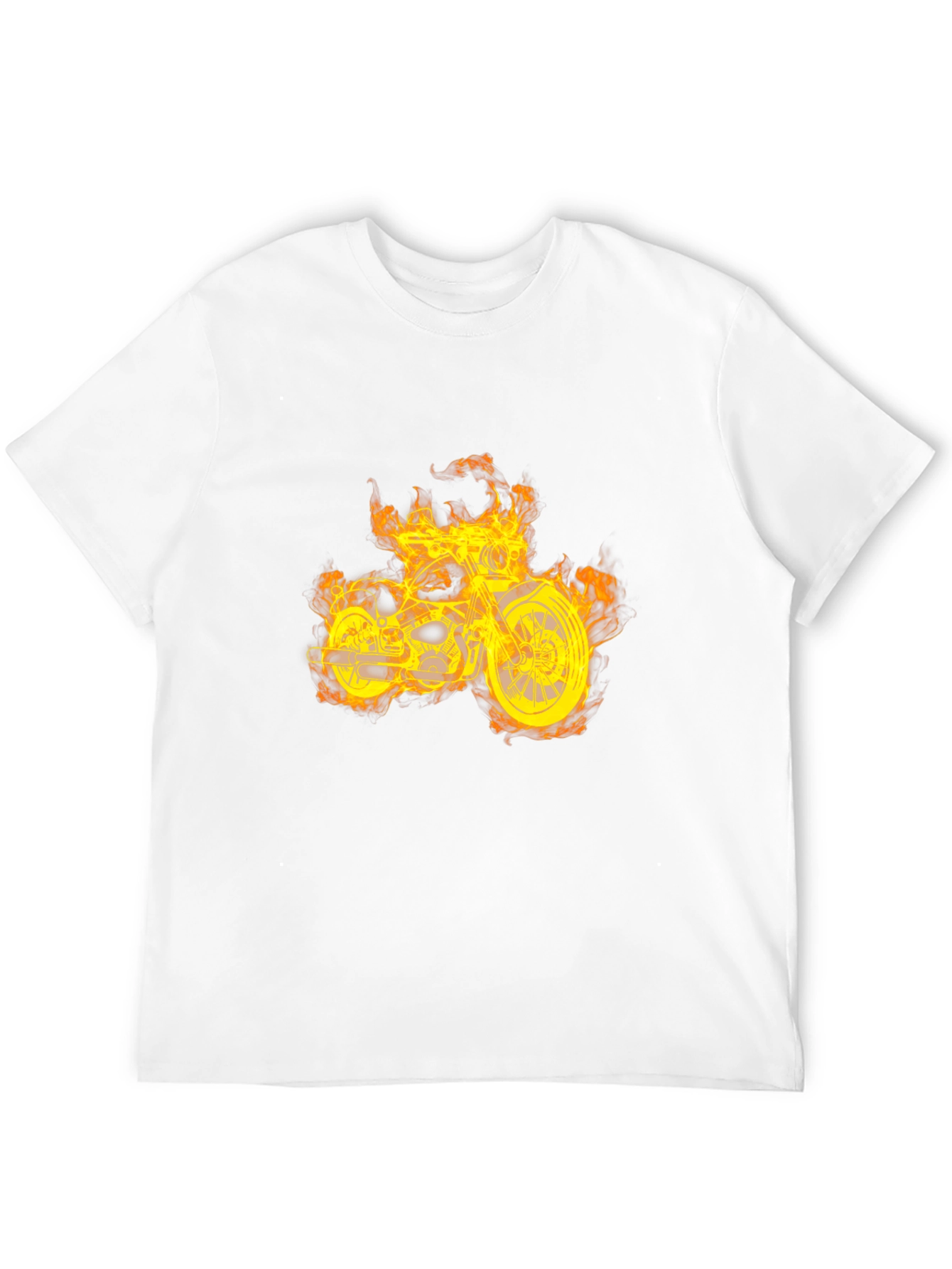 Fiery Motorcycle Graphic T-Shirt - Black