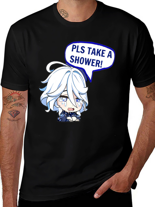 Funny Pls Take a Shower Anime T-Shirt