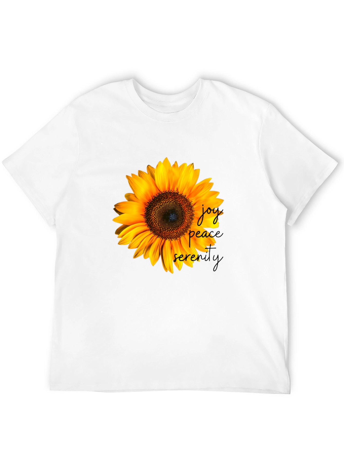 Sunflower Joy Peace Serenity Black T-Shirt