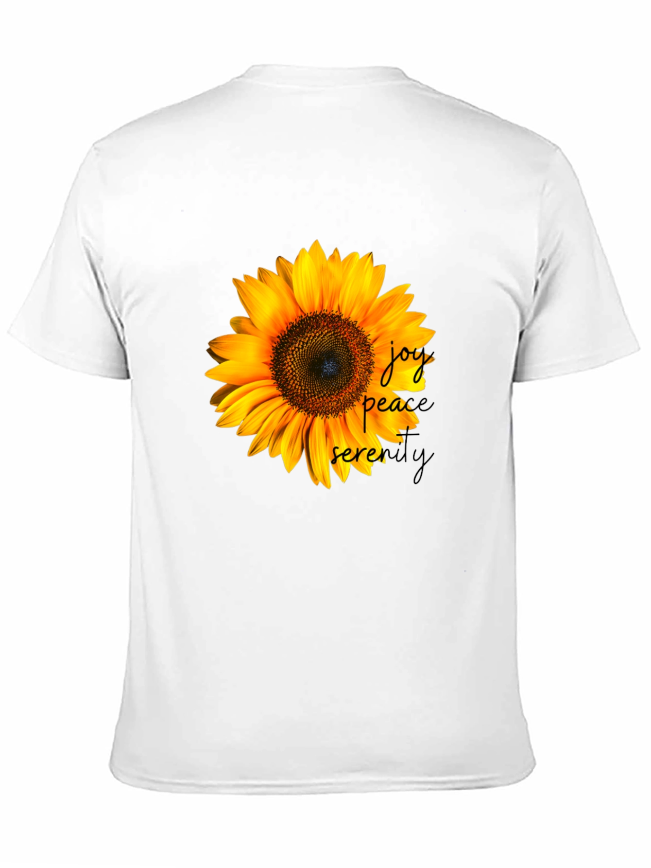 Sunflower Joy Peace Serenity Black T-Shirt