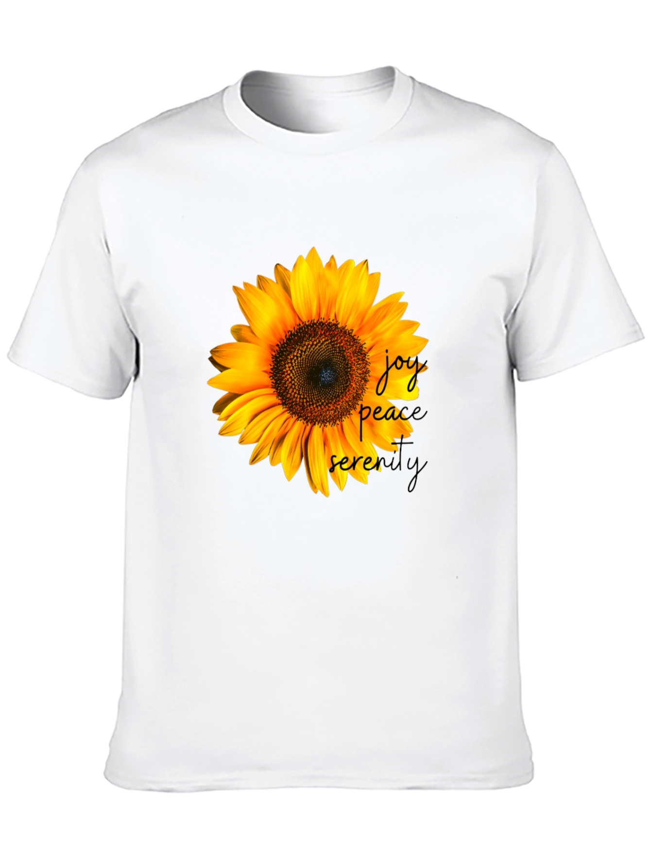 Sunflower Joy Peace Serenity Black T-Shirt