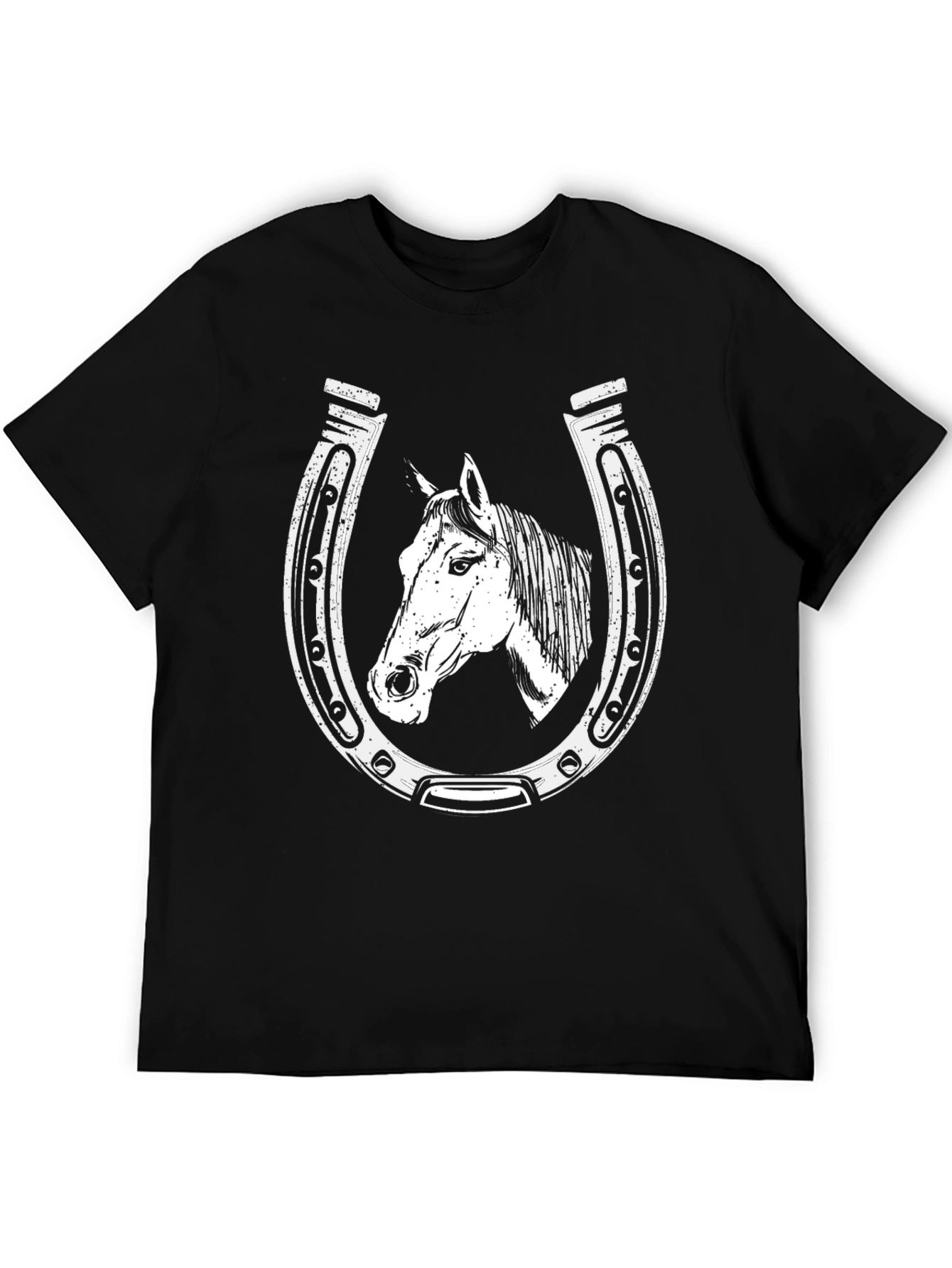 Horse and Horseshoe Graphic Tee - Black