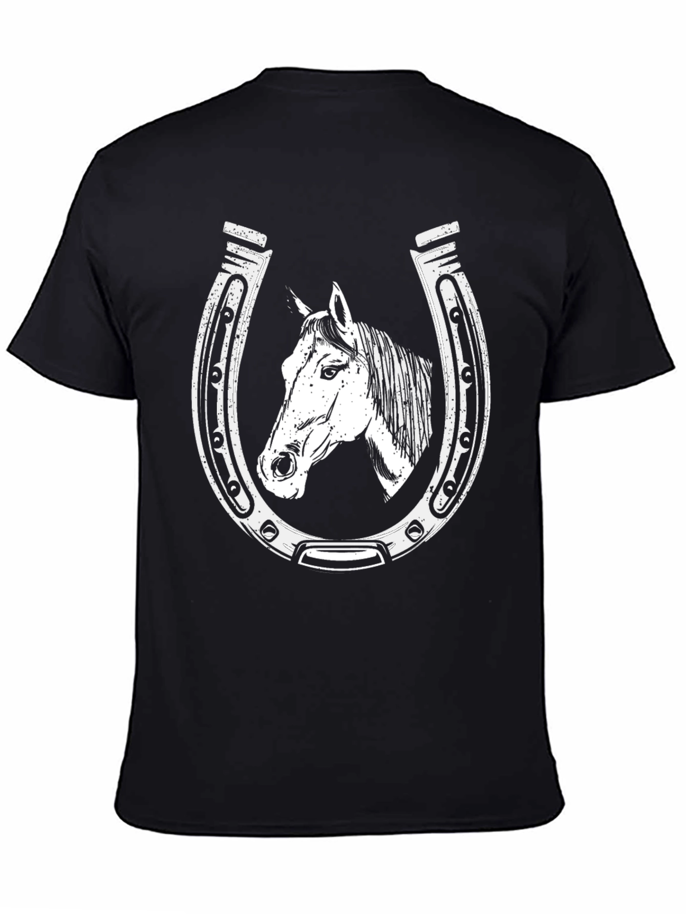 Horse and Horseshoe Graphic Tee - Black
