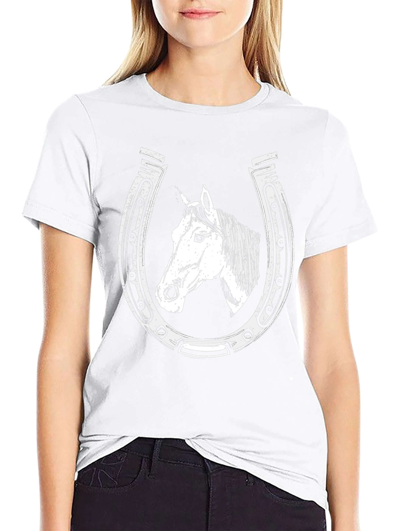 Horse and Horseshoe Graphic Tee - Black