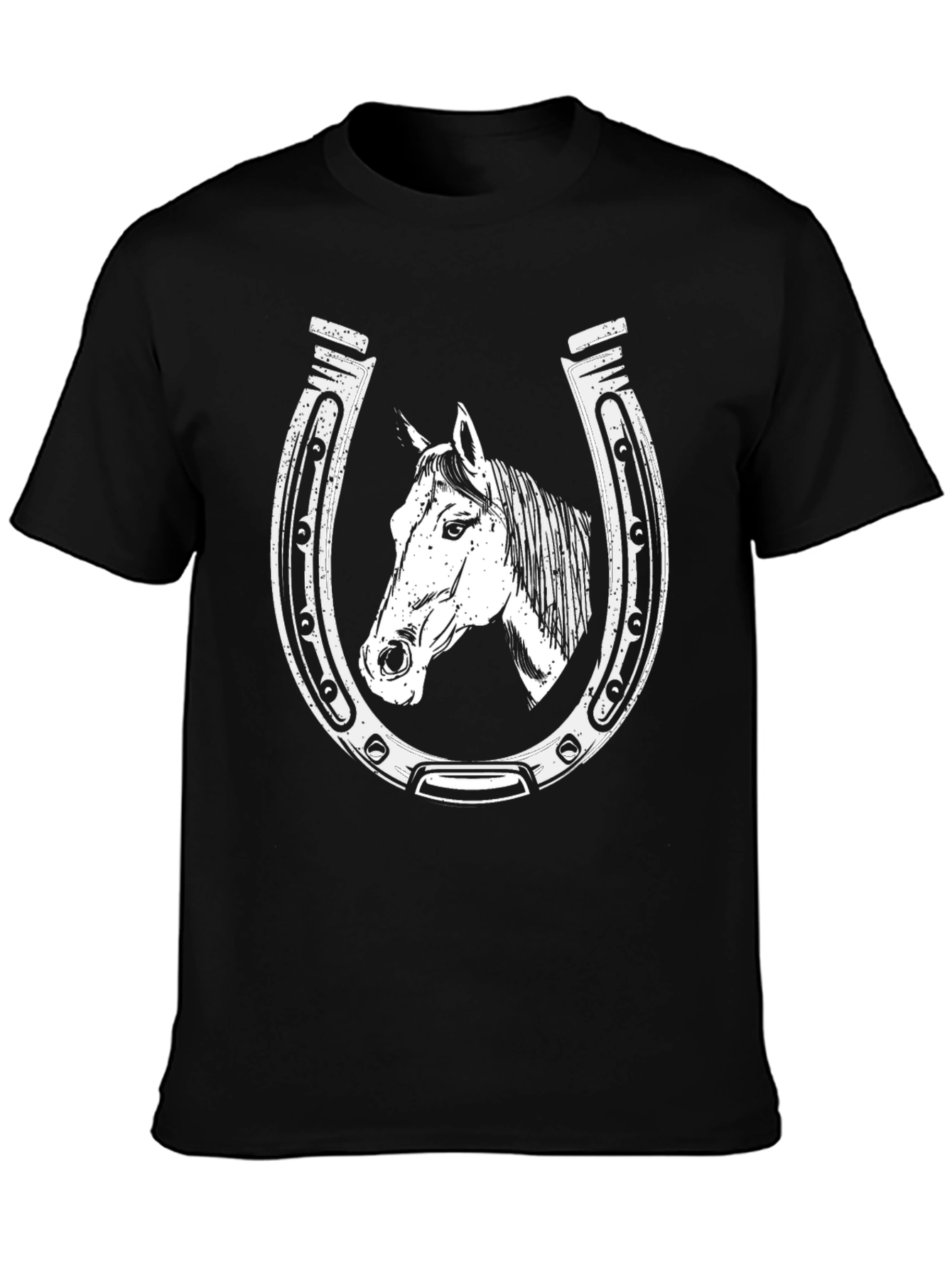 Horse and Horseshoe Graphic Tee - Black