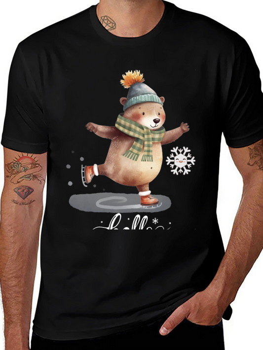Cute Bear Ice Skating Graphic Tee
