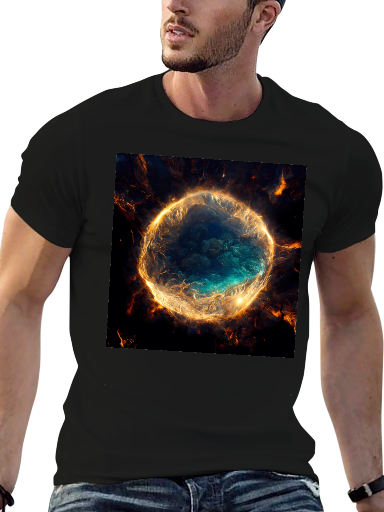 Nebula Graphic Black T-Shirt | Cosmic Style