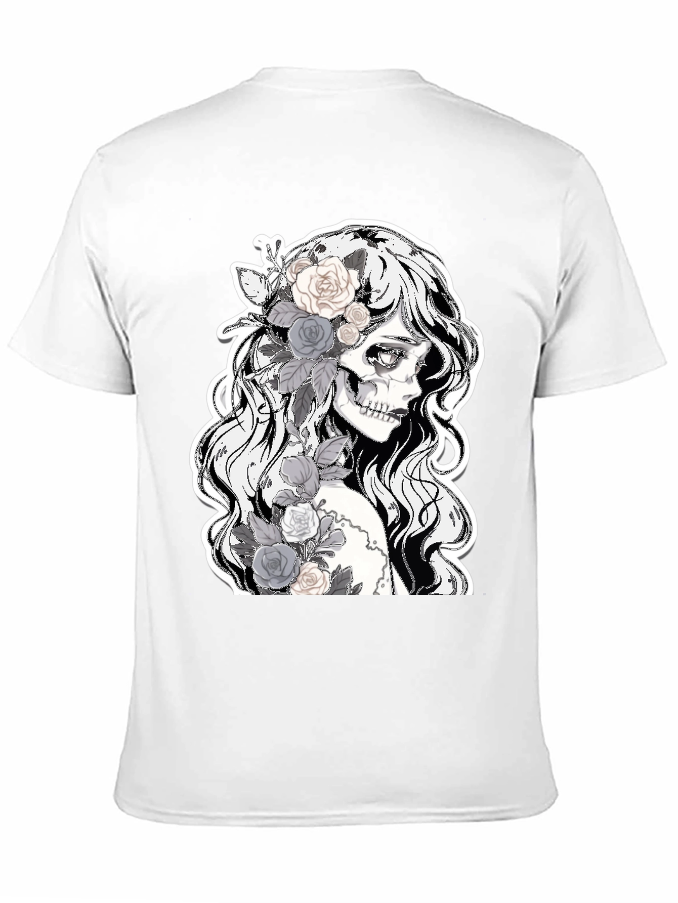Floral Skull Graphic Tee - Dark Fashion